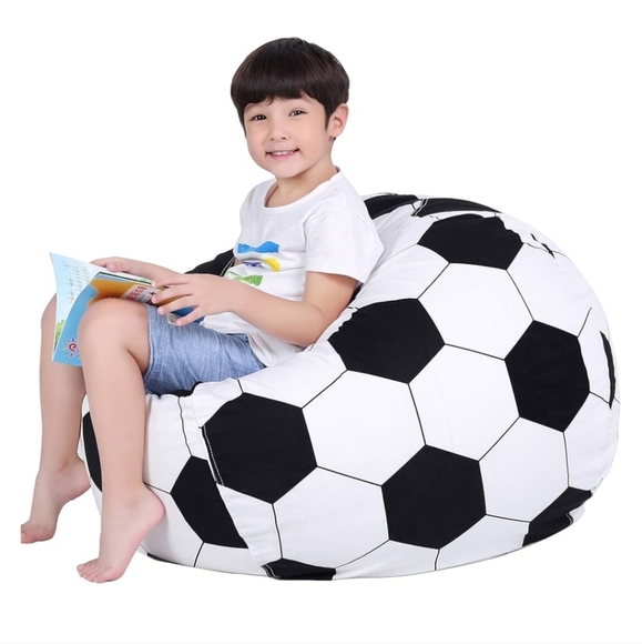 Lukeight Stuffed Animal Storage Bean Bag Chair Cover Soccer Zipper Large Canvas - Picture 1 of 7